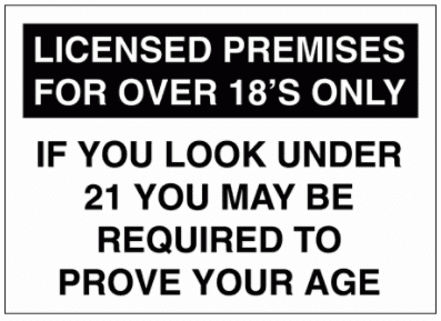 Licensed Premises For Over 18's Only -2723| The Sign Maker