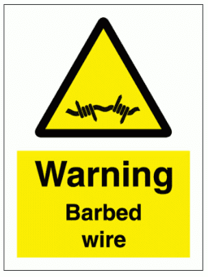 Security Sign - Warning Barbed Wire (7638)
