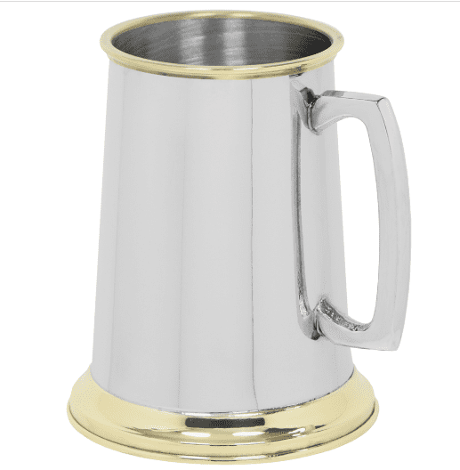 Simple Pewter Tankard - Brass Lip & Base