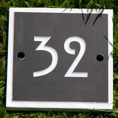 Slate House Number with Painted Border