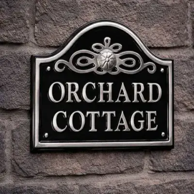 Small Polished Arch Top Cast Aluminium House Sign - PA16 -  190mm x 170mm