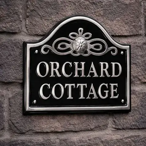 Small Polished Arch Top Cast Aluminium House Sign - PA16 - 190mm x 170mm