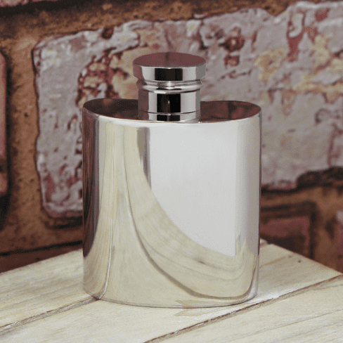 Small Polished Pewter Hip Flask