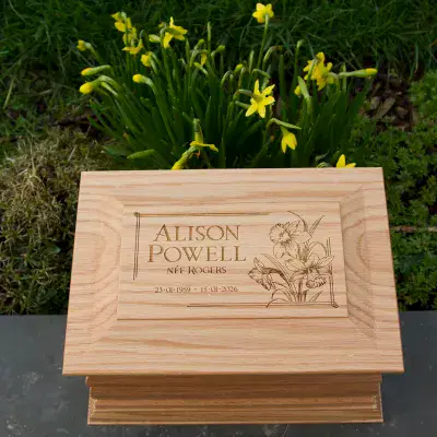 Solid Oak Ashes Casket - Ecomony