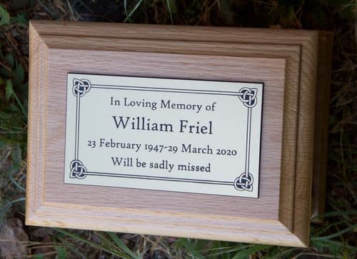 Oak Casket - Plain, Lasered, With Plaque | The Sign Maker Shop
