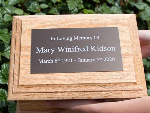 Oak Casket - Plain, Lasered, With Plaque | The Sign Maker Shop