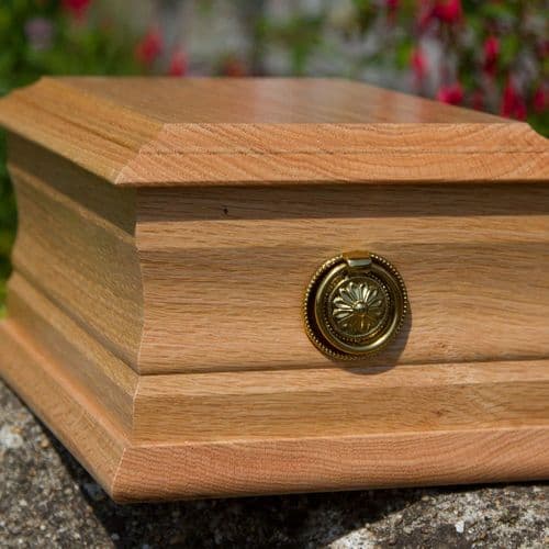 Oak Casket - Plain, Lasered, With Plaque | The Sign Maker Shop