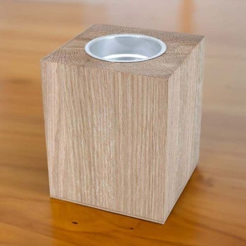 Solid Oak Cuboid Tealight Candle Holder | The Sign Maker Shop