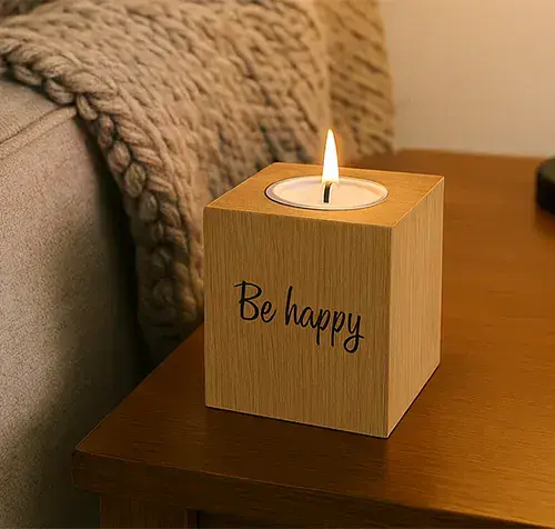 Solid Oak Cuboid Tealight Candle Holder