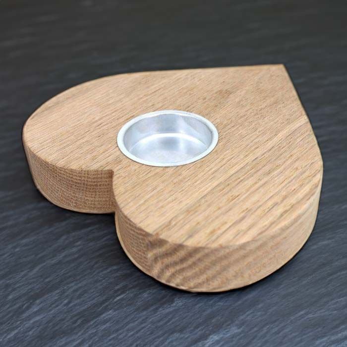 Solid Oak Heart Shaped Tealight Holder