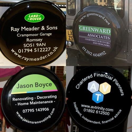 Spare Wheel Covers - Text & full colour logo |  The Sign Maker Shop