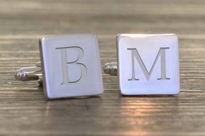 Square Single Initial Cufflinks
