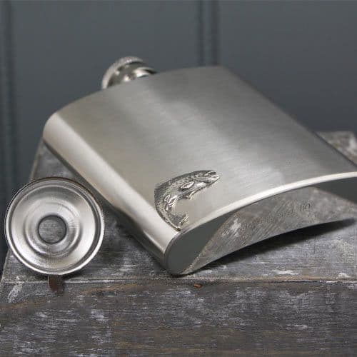 Stainless Steel Hip Flask - Pewter Fish
