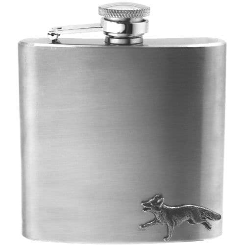 Stainless Steel Hip Flask - Pewter Fox