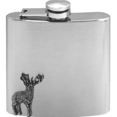Stainless Steel Hip Flask - Pewter Stag