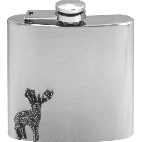 6oz Stainless Steel Hip Flask - Pewter Stag | The Sign Maker Shop