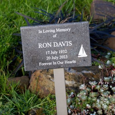 Stone-Corian Memorials 12mm with  400mm Stainless Steel Tree Stake