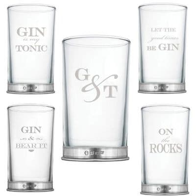 Tall Fun Gin Glasses  - Pewter Base