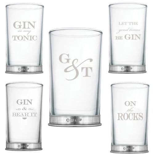 Tall Fun Gin Glasses - Pewter Base| The Sign Maker Shop