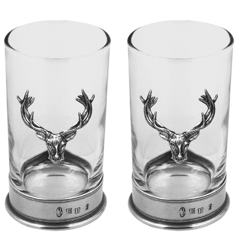 Tall Glasses - Pewter Stags Head