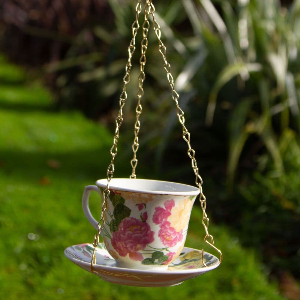 Tea Cup Ceramic Bird Feeder
