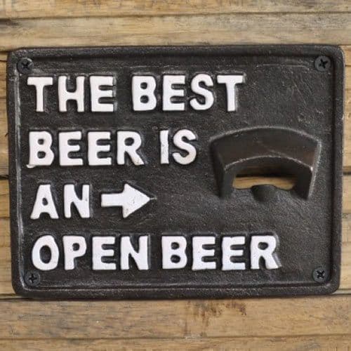 The Best Beer Bottle Opener - Cast Iron Sign - Black