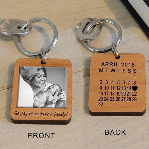 The day we became a family! - Wooden Key Ring | The Sign Maker Shop