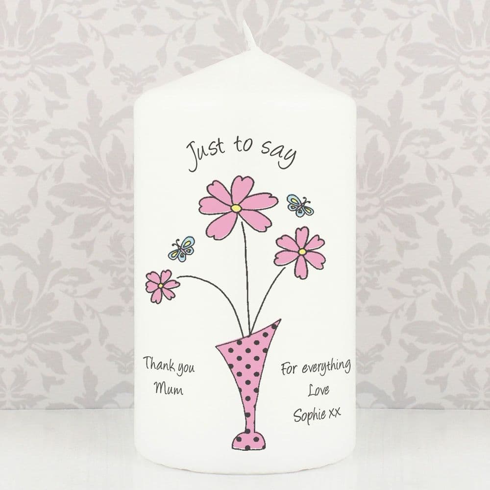 Three Flowers Message Candle