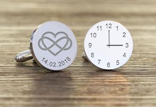 Time and Date Heart Infinity Cufflinks