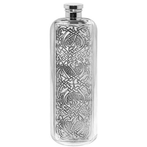 Traditional 3oz Celtic Hip Flask - Polished Pewter | The Sign Maker Shop