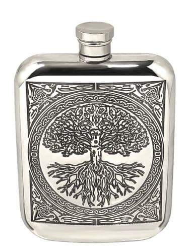 Tree Of Life Celtic 6oz Pewter Hip Flask | The Sign Maker Shop