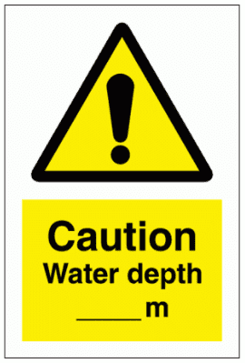 Water Safety Sign - Caution Water Depth ___m (7743)