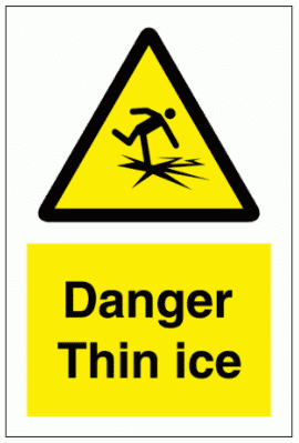 Water Safety Sign - Danger Thin Ice (7741)