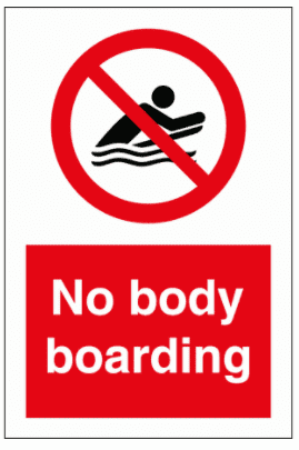 Water Safety Sign - No Body Boarding (8639)