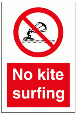 Water Safety Sign - No Kite Surfing (8636)