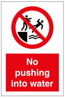 Water Safety Sign - No Pushing Into Water (8637)