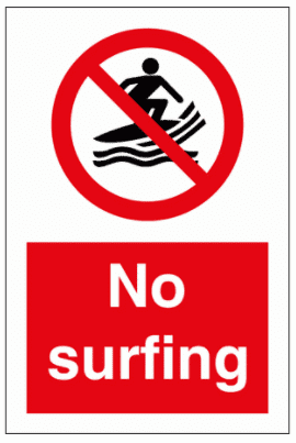 Water Safety Sign - No Surfing (8633)
