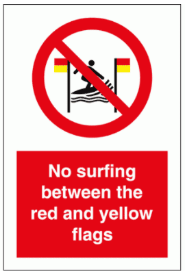 No Surfing Between The Red And Yellow Flags Sign - 8640| The Sign Maker
