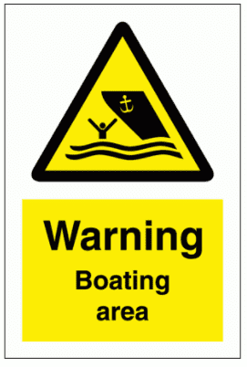 Water Safety Sign - Warning Boating Area (7730)