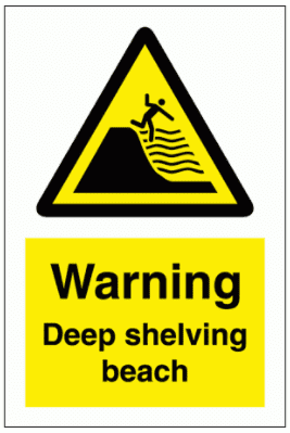 Water Safety Sign - Warning Deep Shelving Beach (7748)