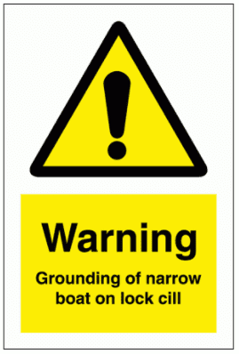 Water Safety Sign - Warning Grounding Of Narrow Boat On Lock Cill (7759)