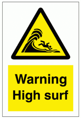 Water Safety Sign - Warning High Surf (7754)