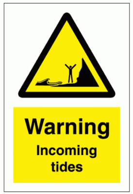 Water Safety Sign - Warning Incoming Tides (7750)