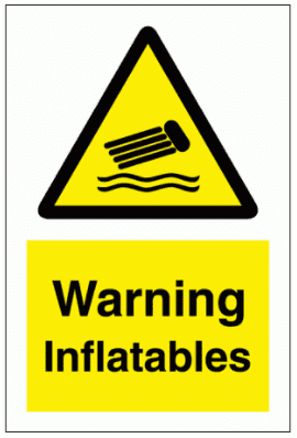 Water Safety Sign - Warning Inflatables (7763)