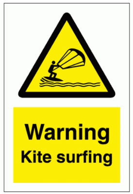 Water Safety Sign - Warning Kite Surfing (7752)