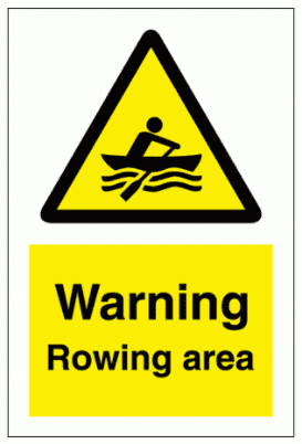 Water Safety Sign - Warning Rowing Area (7739)