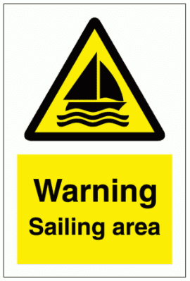 Water Safety Sign - Warning Sailing Area (7742)