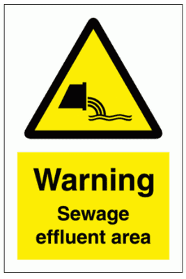 Water Safety Sign - Warning Sewage Effluent Area (7745)
