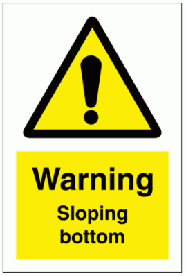 Water Safety Sign - Warning Sloping Bottom (7757)