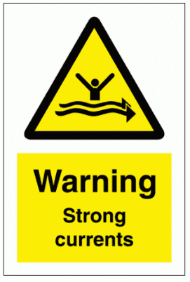 Water Safety Sign - Warning Strong Currents (7733)